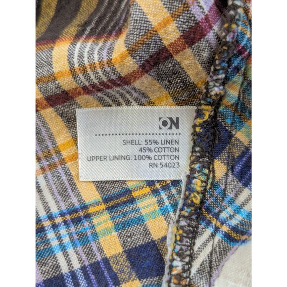 Y2K Sundress Madras Plaid Old Navy Womens Large Linen Blend Cottage Festival - Picture 4 of 9